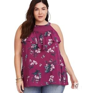 TORRID CHALLIS RUFFLE TANK